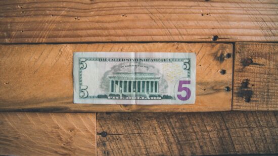 bac of five dollar monies